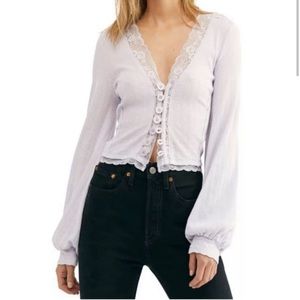 Free people lace trim top